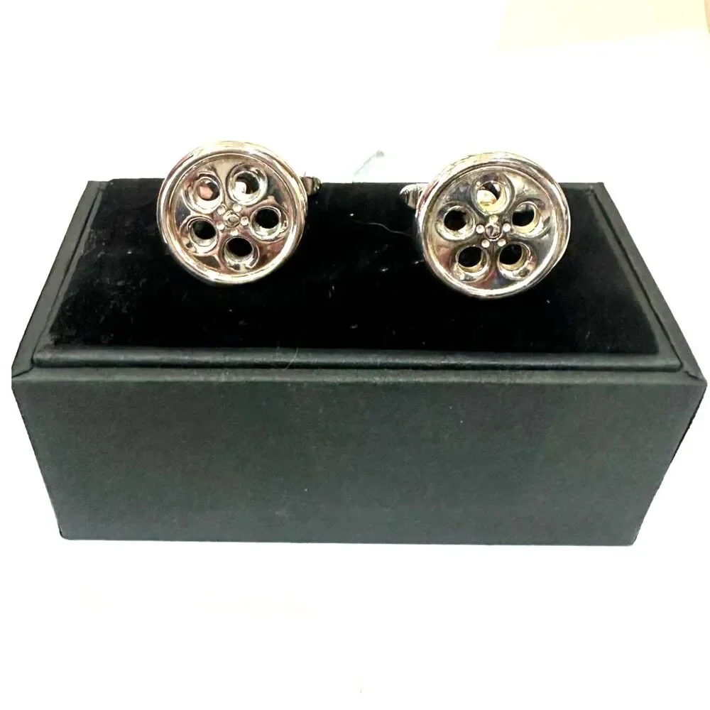 Rotating Alloy Wheel Rim Sterling Silver Cufflinks